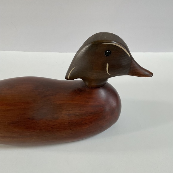 Vintage Duck Decoy Wood Duck TL Plum Original Hickory North Carolina Carved #257 - Picture 3 of 15